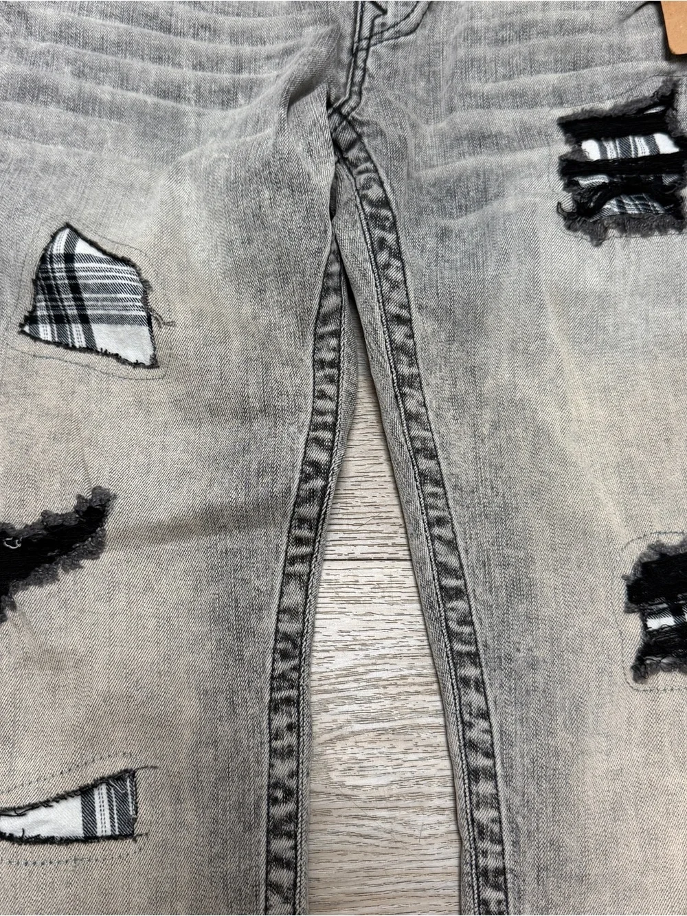 True Religion Mens Jeans Skinny Flap Pathway Gray Black Plaid Size 30 NWT 229$